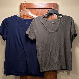 a.n.a V-Neck Tees in Navy and Olive